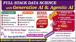 FULL STACK DATA SCIENCE with Generative AI & Agentic AI Online Training @ DURGASOFT
