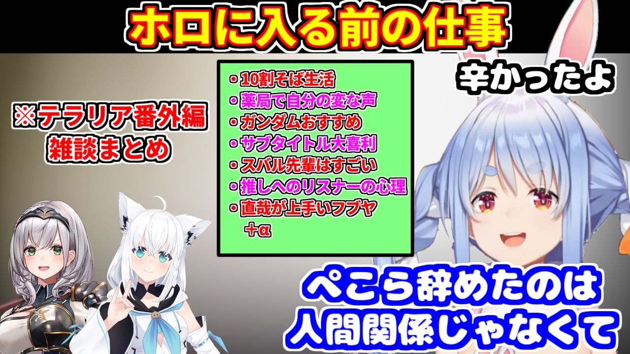 【ホロテラリア番外編（雑談メイン）】ポケモンの新作タイトル大喜利＋薬局で自分の変な声＋ガンダムオススメ＋直哉が上手いフブヤなど【ホロライブ切り抜き/兎田ぺこら/白上フブキ/白銀ノエル】