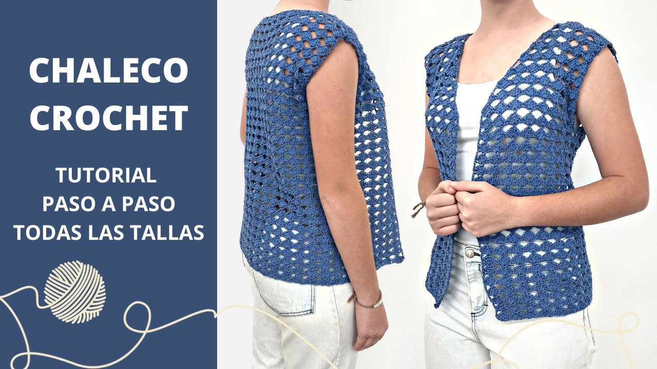 Cómo tejer chaleco a crochet en cualquier talla con puntada de abanicos -  YouTube