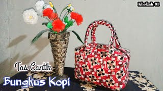 Tutorial cara membuat dompet dari bungkus kopi anyaman rapat tanpa jahit