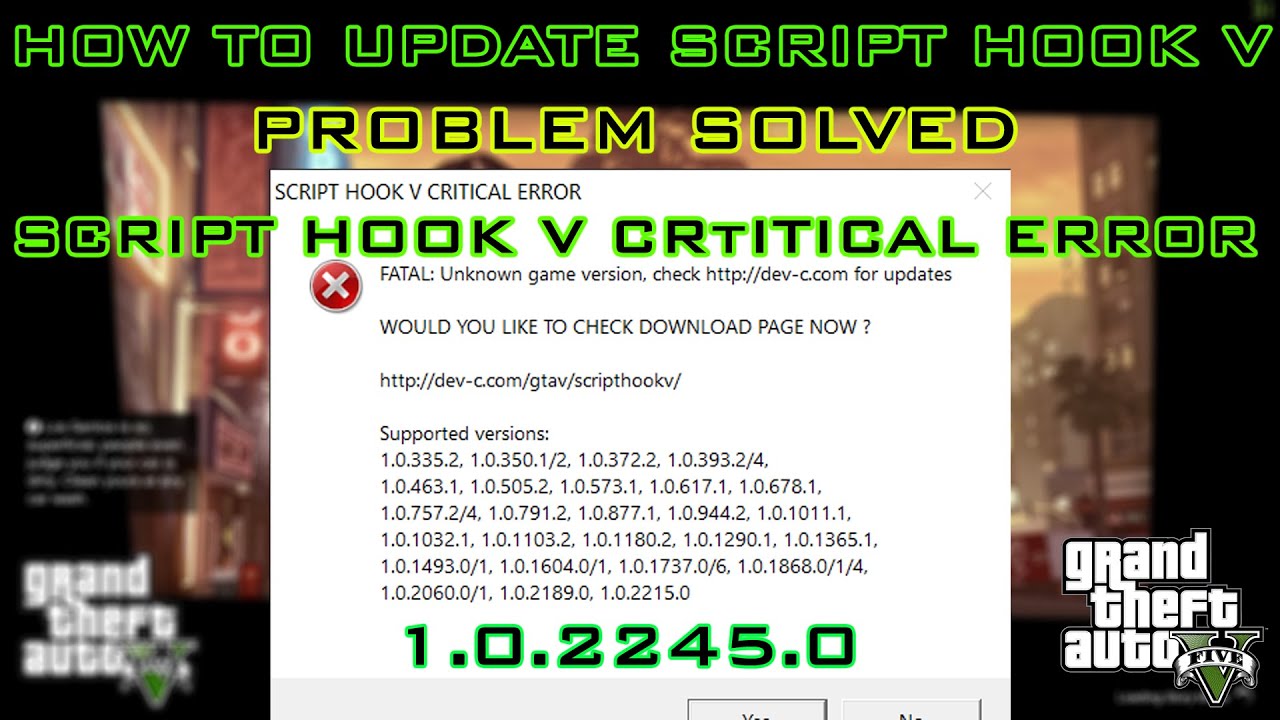 How To Update Script Hook v 1.0.2245.0 | PROBLEM FIX | GTA V 1.0.2245.0 ...