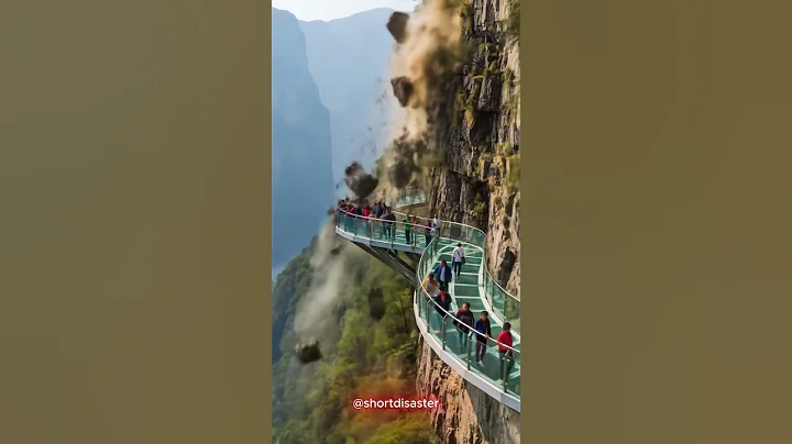 Glass Bridge COLLAPSES After Rockfall !!! #disaster #glassbridge #falls #collapse #landslide #short