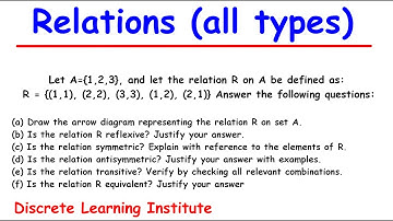Relations - Reflexive, Symmetric, Transitive, Equivalence