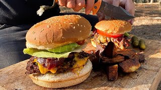 Making burgers in the forest / cooking in the forest bushcraft forest survival tiktok youtube