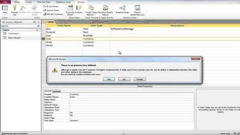 How to create a table in design view and Assigning Primary Key in Microsoft Access