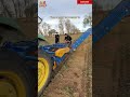 The carrot harvester is harvesting carrots in the field