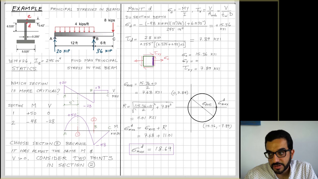 L16 P2 - Example of Beam Principal Stresses Analysis - YouTube