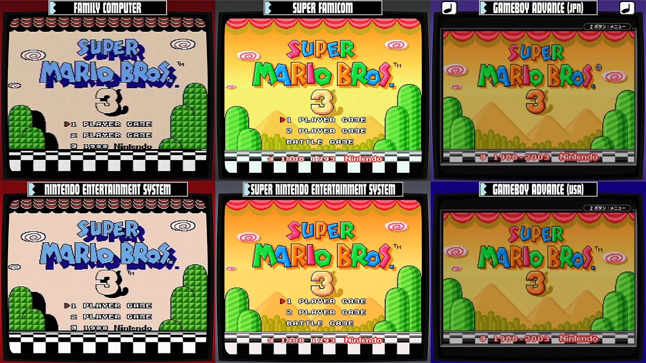 スーパーマリオブラザーズ3 各機種版 海外版 見比べ 聴き比べ Fc Nes Sfc Snes Gba Super Mario Bros 3 Comparison Youtube