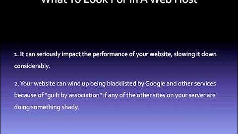 What To Look For In A Web Host - Web Hosting Explained