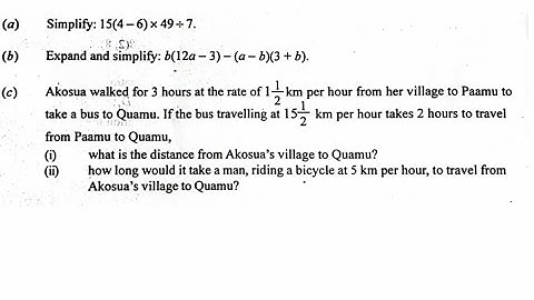 BECE 2023 Math paper 2 Question 2