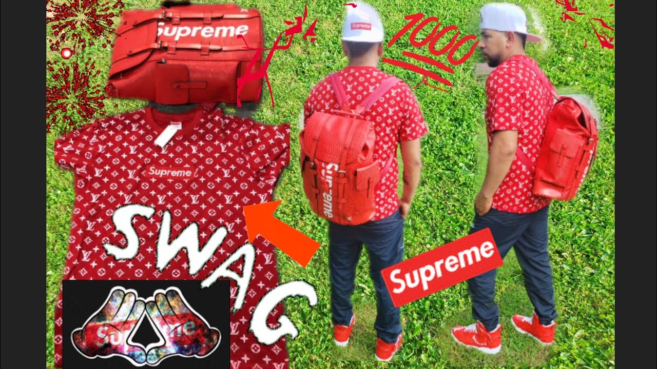 Unboxing Supreme x LV Red leather backpack, Review 💯🔥Supreme Shirt💥