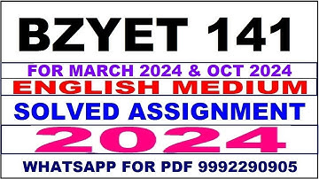 bzyet 141 solved assignment 2023-24 | bzyet 141 solved assignment in english 2024 | bzyet 141 2024