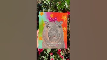 Who remembers baby Moo Deng 🥹🦛🎀this portrait is almost as cute as her! Details⬇️ #cute #painting