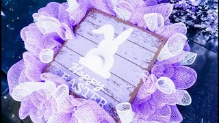 DIY: Lavender Deco Mesh Easter Wreath || Dollar Tree