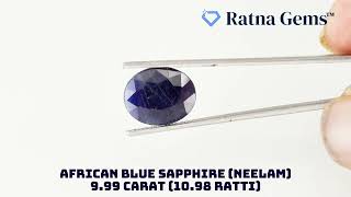 Product Video for: Natural African Blue Sapphire (Neelam) 9.99 Carat (10.98 Ratti)