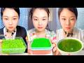 Bright Green Crumb Layers with Smooth Green Dessert Bowl