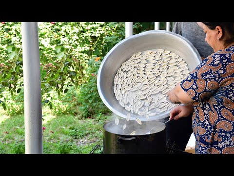 Cooking Delicious Dish "Surhullu" Made of Dough and Meat