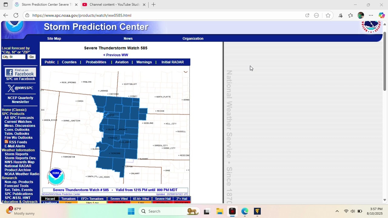 Severe Thunderstorm Watch Colorado