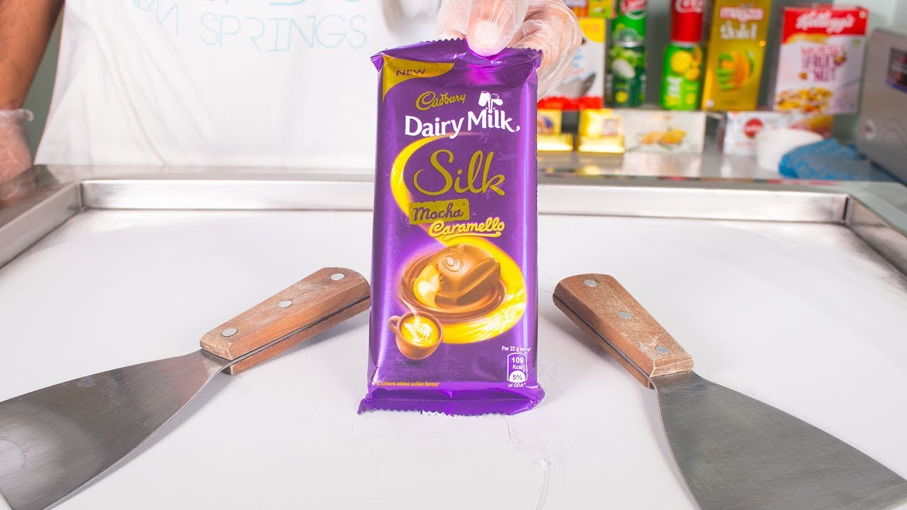 Dairy Milk MOCHA Caramel ICE CREAM ROLLS SATISFYING ASMR YouTube