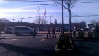 DUDES FIGHT ON BUSY ROAD: ALMOST HIT BY CAR