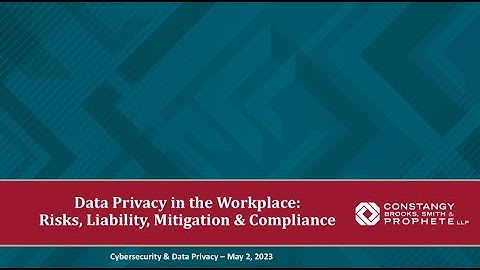 Constangy Webinar - Data Privacy in the Workplace: Risks, Liability, Mitigation & Compliance