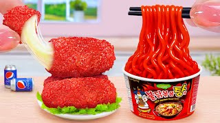 Best Korean Street Food 💗 How To Make Mini Buldak Noodles and Sausage 💗 Tina Mini Cooking