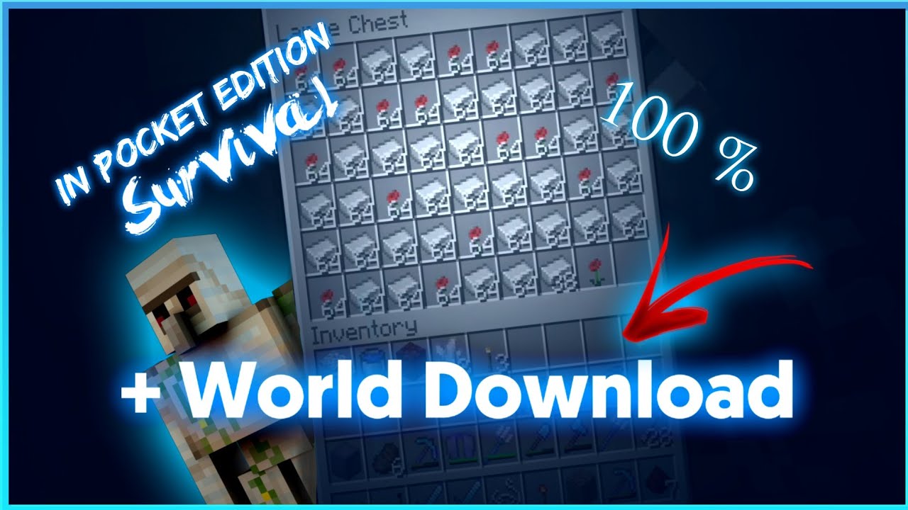 IRON FARM (Minecraft pocket edition) easy [world download] YouTube