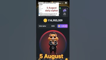 5 August daily Cipher hamster Kombat| hamster Kom daily cipher| #5august #dailycipher #hamsterkombat