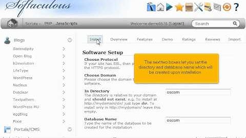 How to install osCommerce from Softaculous