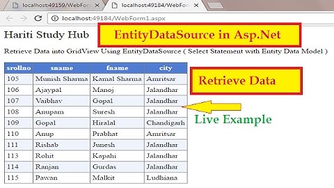 Retrieve Data Using EntityDataSource Control in Asp.Net | Hindi