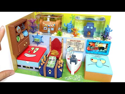 DIY Miniature Spongebob Mr.Krabs VS Sqidward Board <strong>House</strong> # - Krusty Krab CEO VS Sqidward <strong>Part</strong>-timer