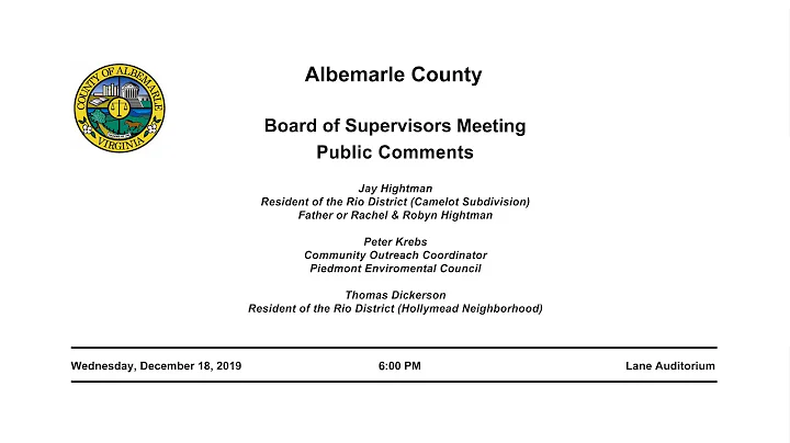 Albemarle County Board of Supervisors Meeting - Pu...