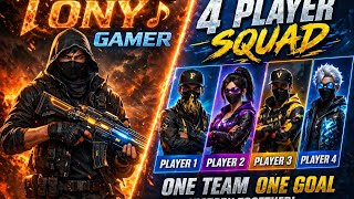 Free Fire 4 Player Squad Gameplay 🔥 | Tony Gamer Epic Team Battle | Booyah Moments