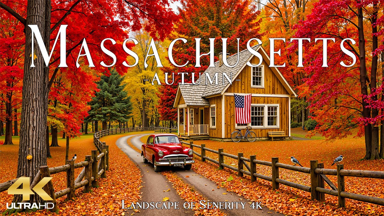 Autumn in Massachusetts 4K UHD 🍁 Crimson Foliage, Historic Villages & Scenic New England Roads