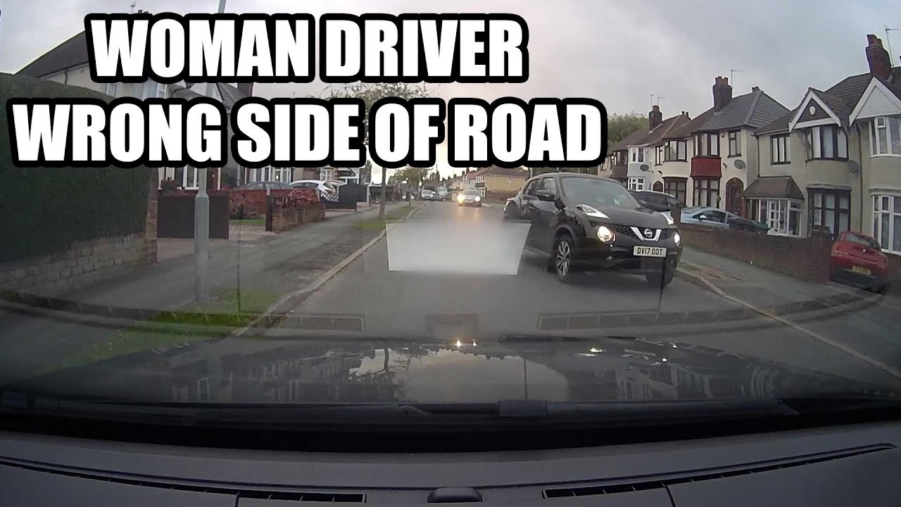 DV17 ODT woman driver clueless driving on wrong side of the road - YouTube