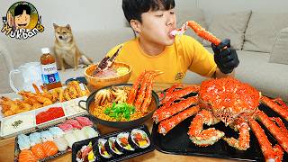 ASMR MUKBANG | FIRE Noodle, Spicy Seafood boil, King crab, Octopus korean eating sound !