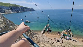 Riding sketchy Chairlift at The Needles  Isle of Wight,DON'T LOOK DOWN!