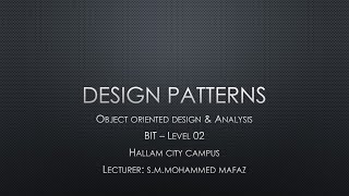 BIT - UCSC - Object Oriented Design & Modeling with UML - Part 2 - Design Patterns Wealth