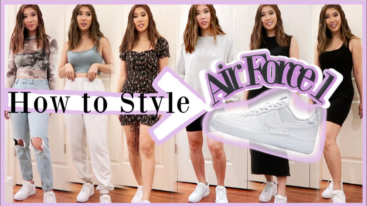 globaal Begrafenis speler HOW TO STYLE NIKE AIR FORCE 1 (WOMEN) | 6 WAYS TO WEAR + MOD SHOTS DRESSY,  CASUAL, COMFY CHIC - YouTube