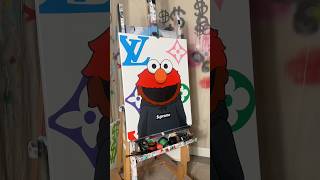 Elmo x LV Painting 🔥🔥 #acrylicpainting #popart #artprocess #paintingtutorial #walldecor