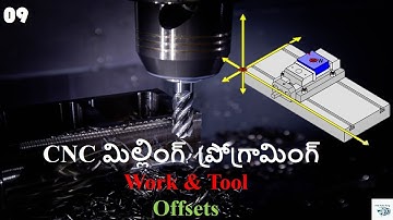 9.Work & Tool offset milling CNC Telugu #cnc #cncmilling #cncprogramming #milling #telugu #mech