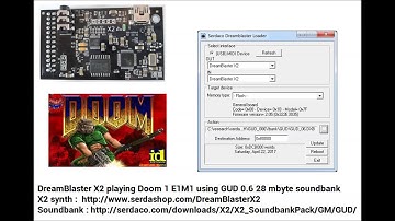 DreamBlaster X2 playing Doom E1M1, using 28mbyte GUD 0.6 bank