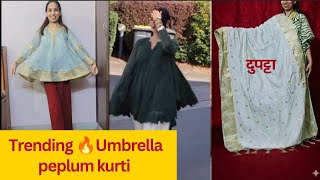 Trending 🔥Umbrella peplum kurti cutting stitching | Instagram Viral dress tutorial