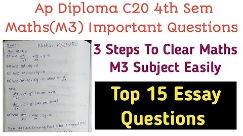 AP DIPLOMA C20 MATHS M3 SUBJECT IMPORTANT QUESTIONS| TIPS TO PASS DIPLOMA 4TH SEM M3 SUBJECT|