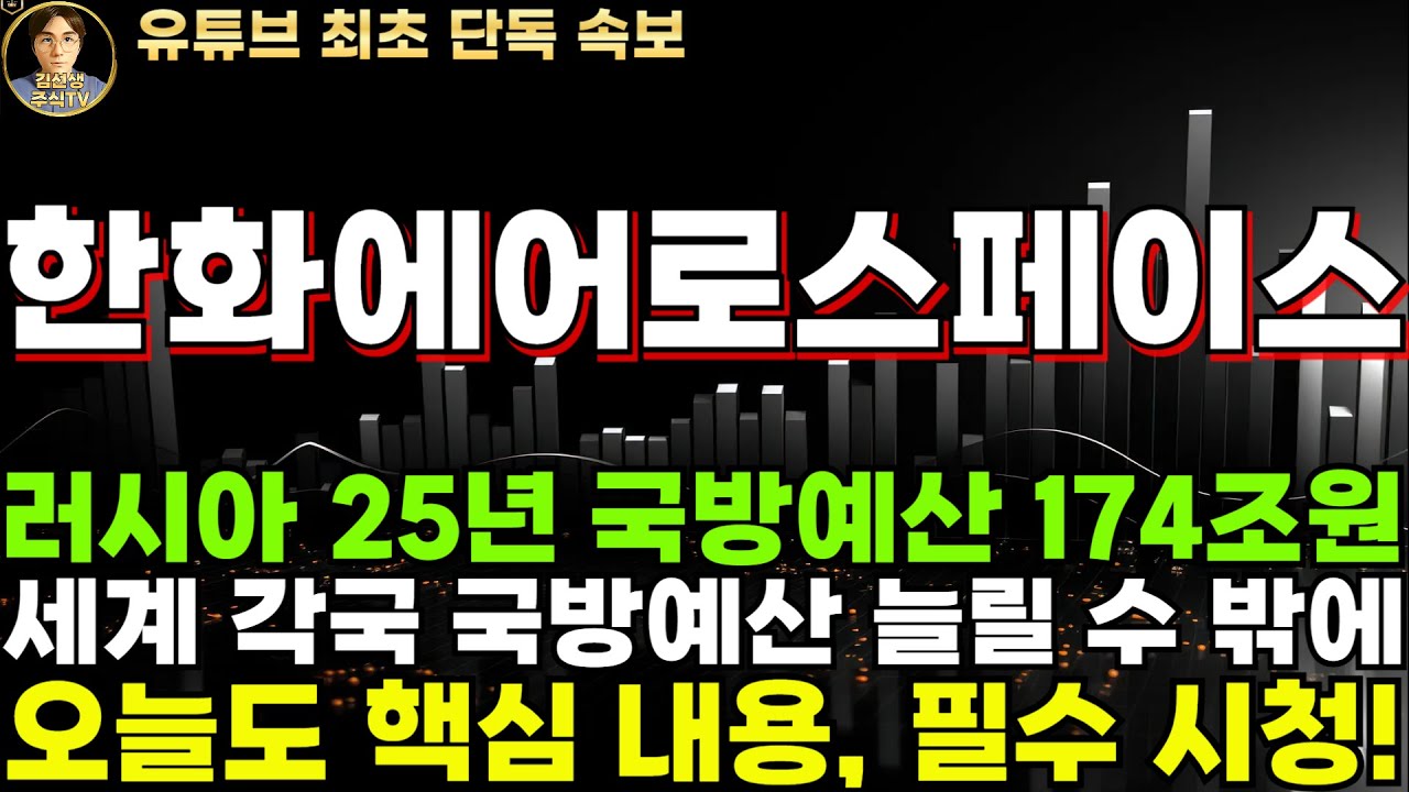 한화에어로스페이스 주가전망]단독, 러시아 국방예산 25년 174조원 역대 최대, 세계 각국 국방 예산 늘릴 수 밖에 없다! -  YouTube