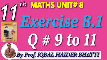 Chap #8 |Mathematical Induction| Exercise 8.1 Question 9 to 11 |F.Sc Part-1 Lec 4 in Urdu / Hindi