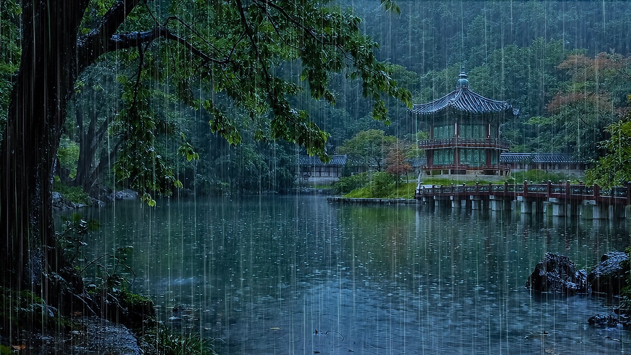 Sleep Soundly with Gentle Rain on Beautiful Lakeside | ASMR Nature Forest Rain Sounds