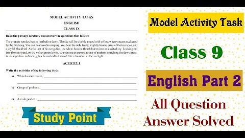 Class 9 || Model activity Task || English || Part 2 || Study Point ||