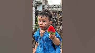 cậu bé ngu ngơ bị chị gái ham ăn lừa ăn hết kem dưa dưa hấu #shorts