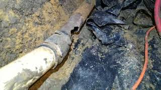 Rotten Cast Iron Pipe going thru Floor tunnel under slab foundation